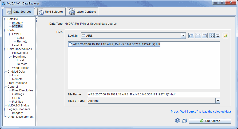 Image 1: Data Sources Tab of the Data Explorer