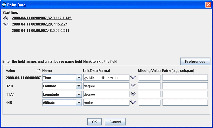 Image 1: Point Data Dialog Window