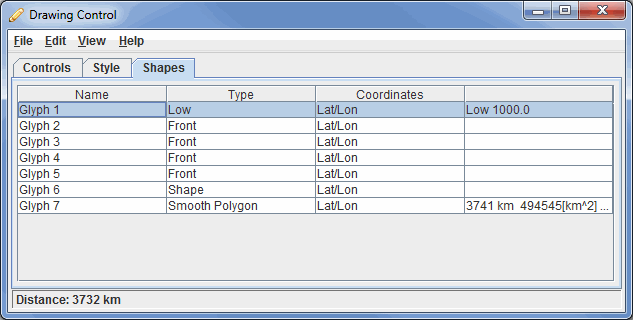 Image 3: Shapes Tab of the Drawing Control Dialog