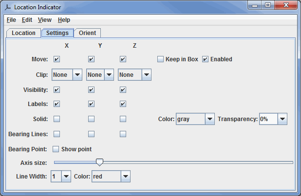 Image 2: Settings Tab of the Location Indicator Dialog