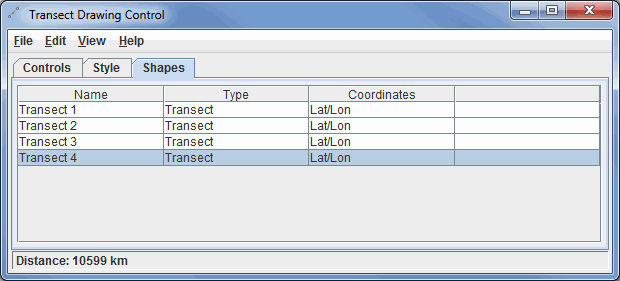 Transect Drawing Controls