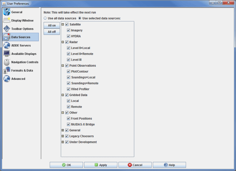 Image 1: Data Sources Preferences (Default)