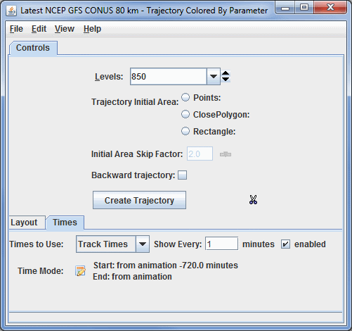 Image 3: Grid Trajectories Times Tab