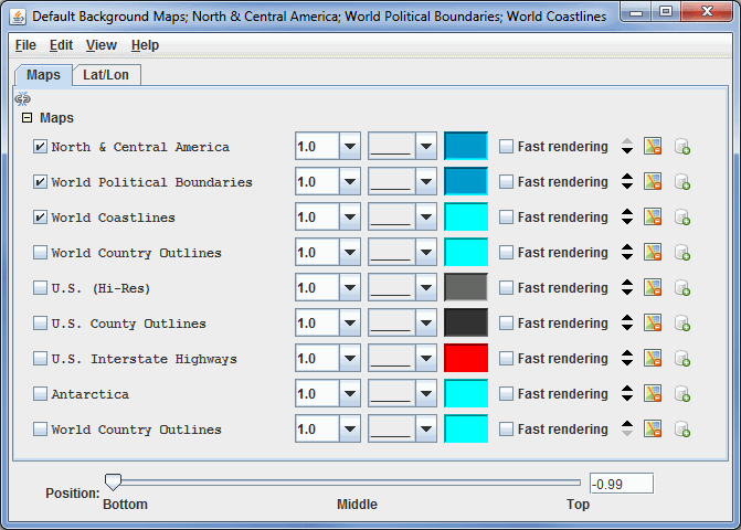 Image 1: Maps Tab of the Map Controls Window