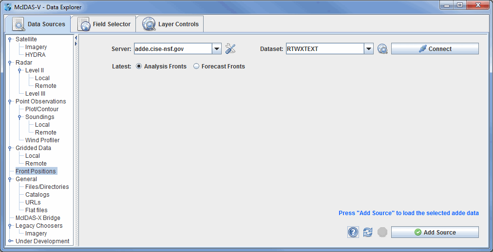 Image 1: Data Sources Tab of the Data Explorer