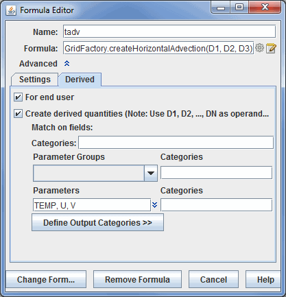 Image 2 Derived Tab of the Formula Editor Dialog