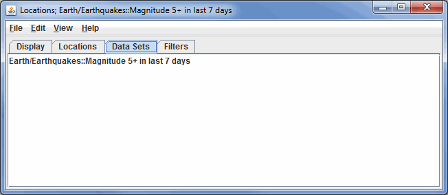 Image 3: Data Sets tab of Location Controls Dialog