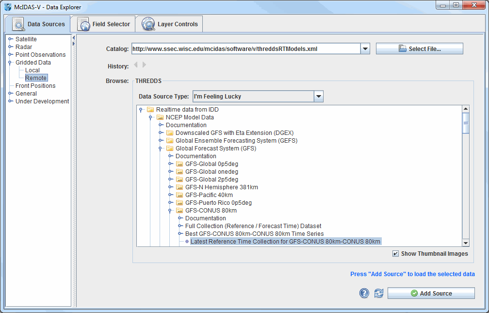 Image 1: Data Sources Tab of the Data Explorer