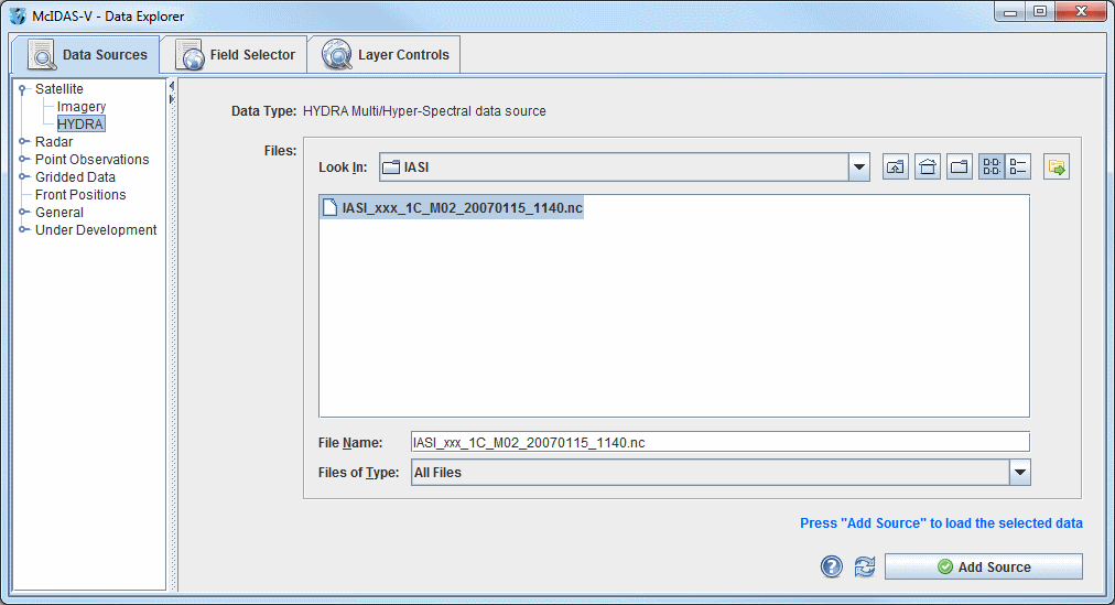 Image 1: Data Sources Tab of the Data Explorer