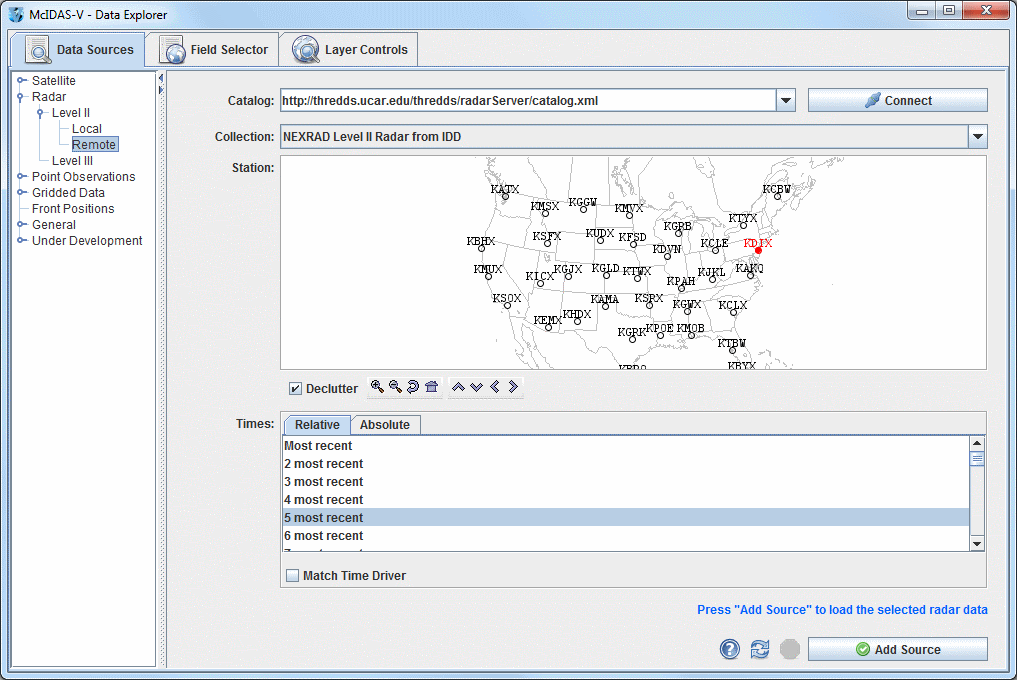 Image 1: Data Sources Tab of the Data Explorer