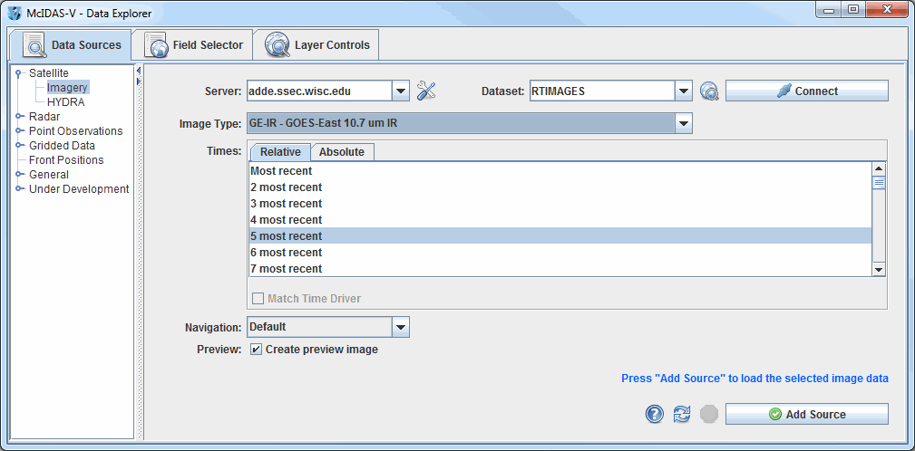 Image 2: Data Sources Tab of the Data Explorer