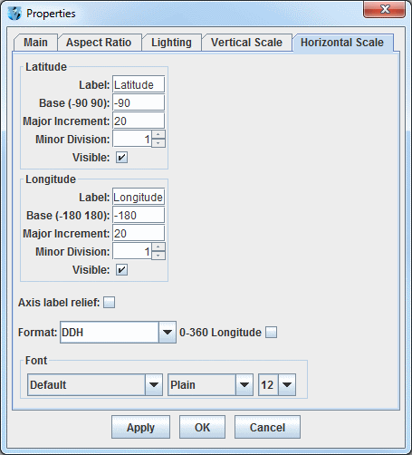 Image 5: Horizontal Scale Tab of the Properties Dialog