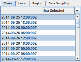 Image 1: Times Tab of the Subset Panel in the Field Selector