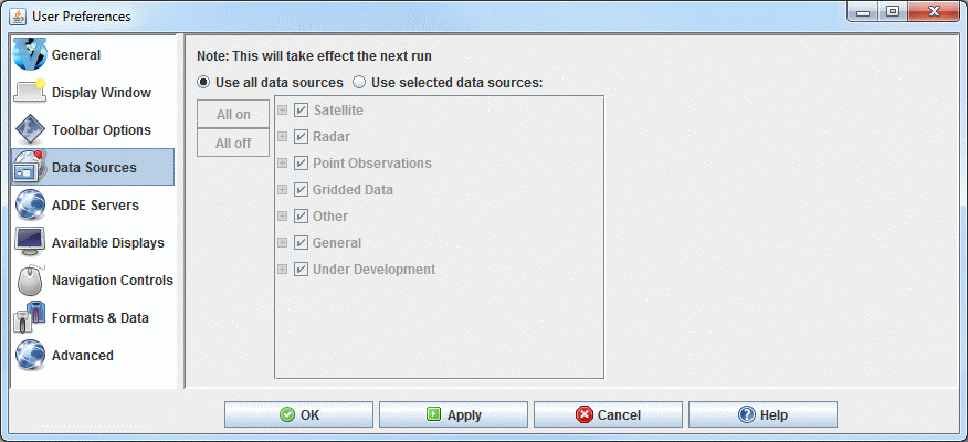 Image 1: Data Sources Preferences (Default)