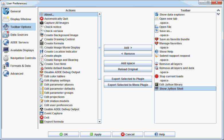 Image 1: Toolbar Options Preferences (Default)