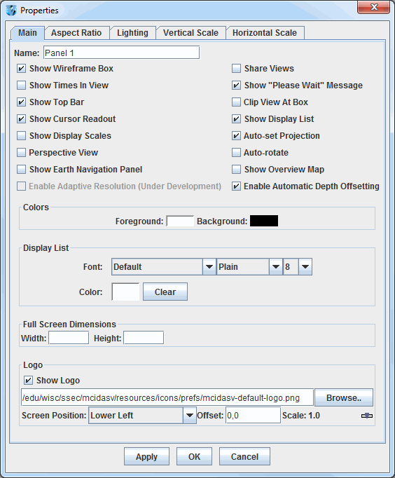 Image 1: Main Tab of the Properties Dialog (Default)