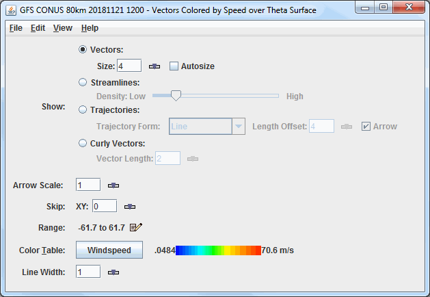 Image 3: Constant Theta Surface Flow Display Controls