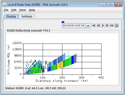 Image 1: Display Tab of the Radar RHI Display Controls