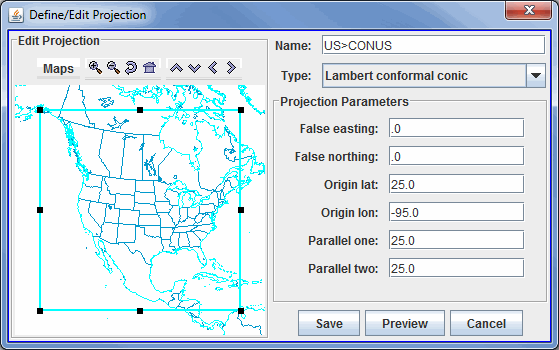 Image 2: Define/Edit Projection Dialog