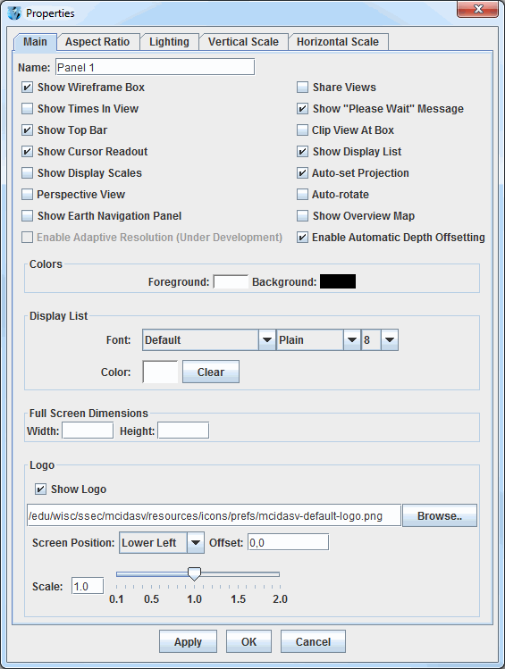 Image 1: Main Tab of the Properties Dialog (Default)