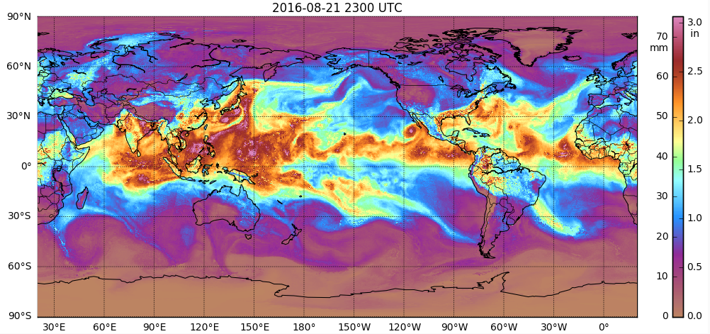 Newly updated CIMSS algorithm shows total precipitable water over land ...